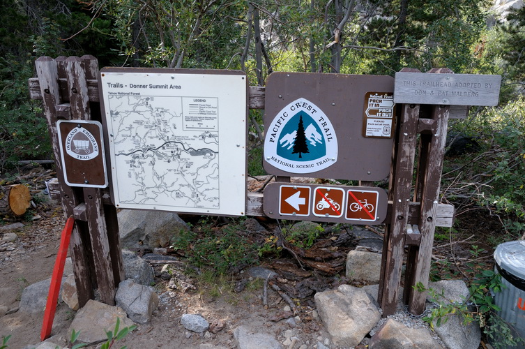 Signs at PCT trailhead at Donner Summit-01 8-18-12